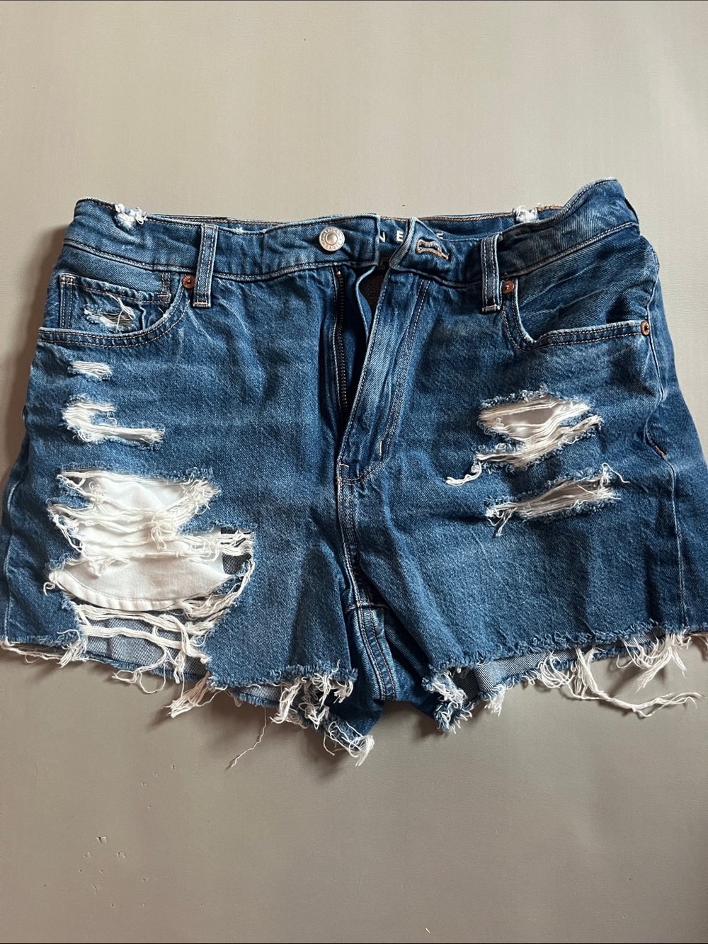American Eagle Outfitters Distressed Dark Blue Denim Cutoff Shorts